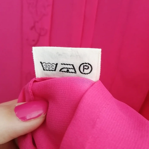 Vintage Peony Pure Silk Hand Embroidered Pink Long Sleeve Blouse Size 34 Small - Picture 14 of 17